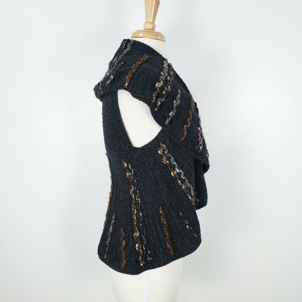 CURIO Small Wool Mohair Angora Sleeveless Knit Draped Women's Cardigan Sweater - Picture 4 of 12